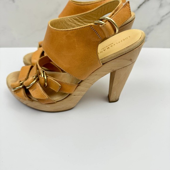 Loeffler Randall Women's Leather Platform Gla Sttappy Wood Sandals Nude Size 7.5 - Picture 4 of 11
